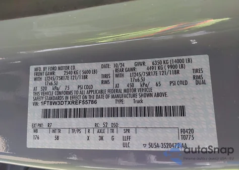 2024 Ford F-350 z USA, uszkodzony, nr VIN 1FT8W3DTXREF55786